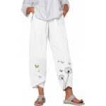 Pants & Trousers Women's trousers featuring an abstract print, stylish graffiti design, and a loose fit with pockets.