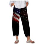 Pants & Trousers Women's trousers featuring an abstract print, stylish graffiti design, and a loose fit with pockets.
