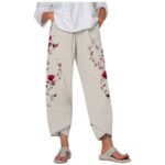 Pants & Trousers Women's trousers featuring an abstract print, stylish graffiti design, and a loose fit with pockets.