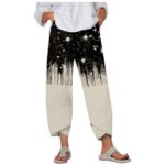 Pants & Trousers Women's trousers featuring an abstract print, stylish graffiti design, and a loose fit with pockets.