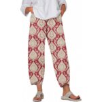 Pants & Trousers Women's trousers featuring an abstract print, stylish graffiti design, and a loose fit with pockets.