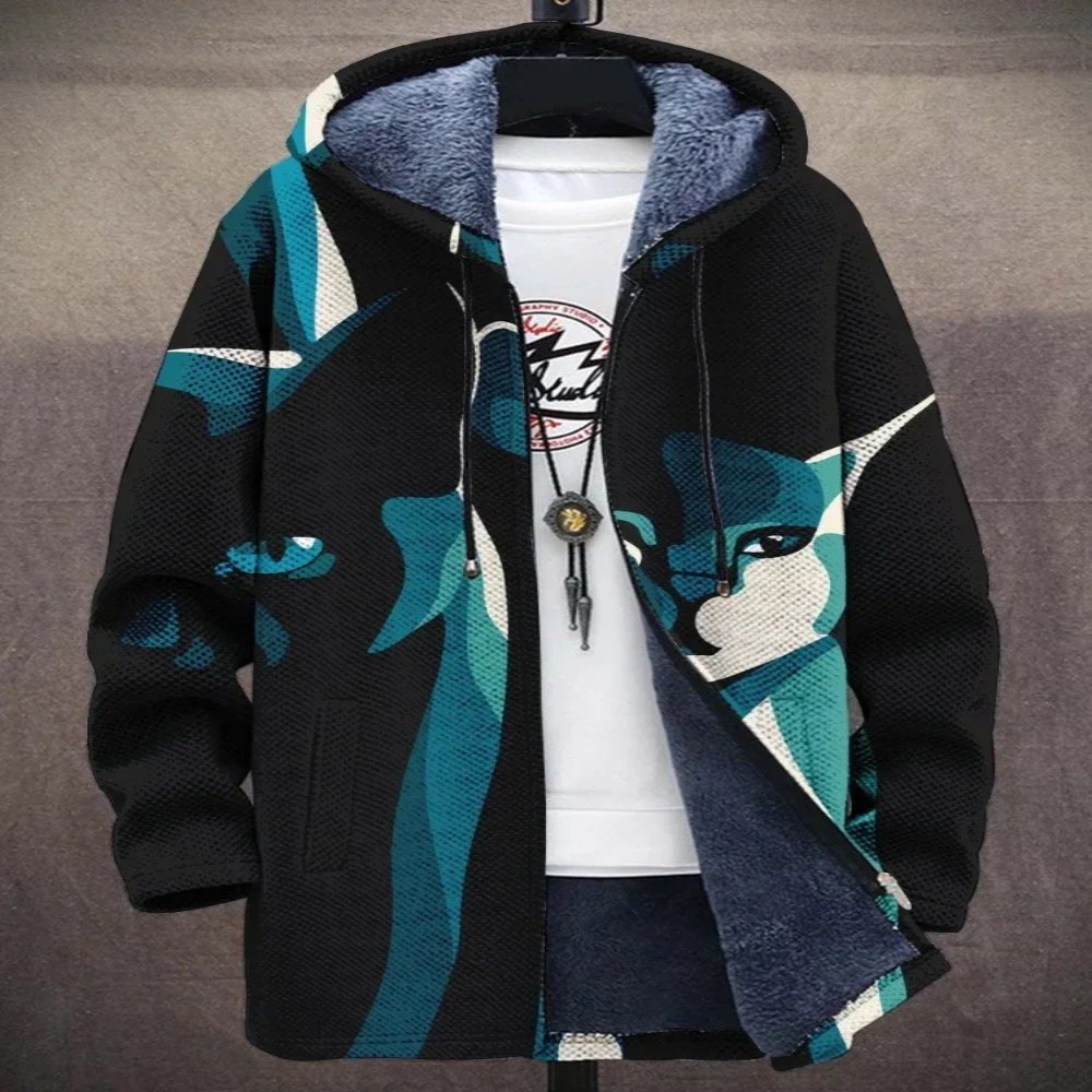 Jackets & Coats New stylish digital-print fleece-lined jacket